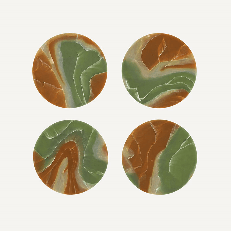 Weez & Merl Set of 4 Coasters, D9.5cm, Sand Pumpkin