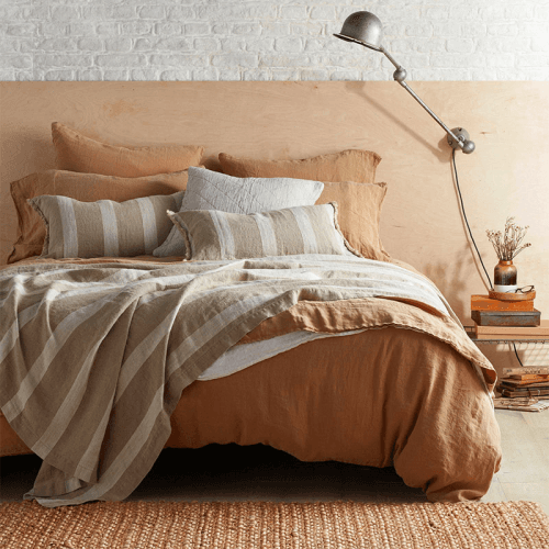 Image showing the Linen Fitted Sheet, Double, Cumin product.