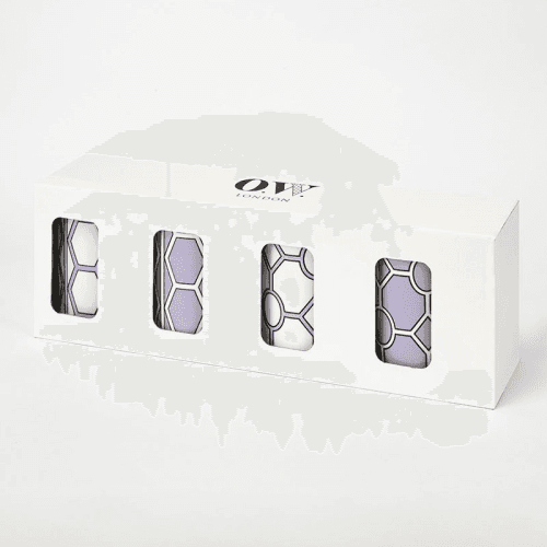 Image showing the Hex & Hoop Set of 4 Mugs, 350ml, Violet product.