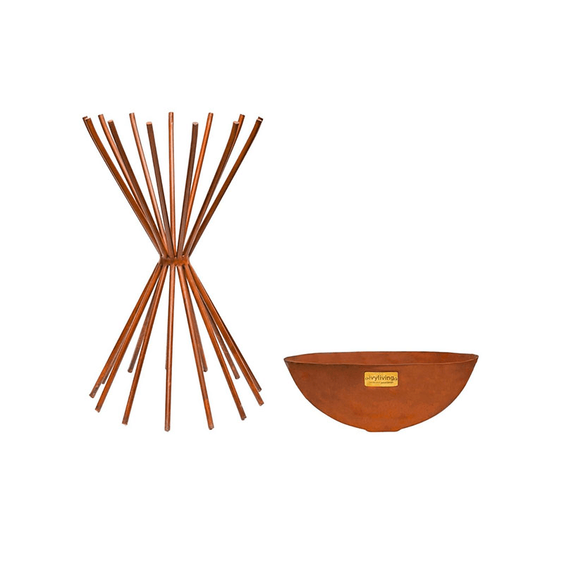 Dakota Tall Metal  Fire Pit, H65cm, Rust