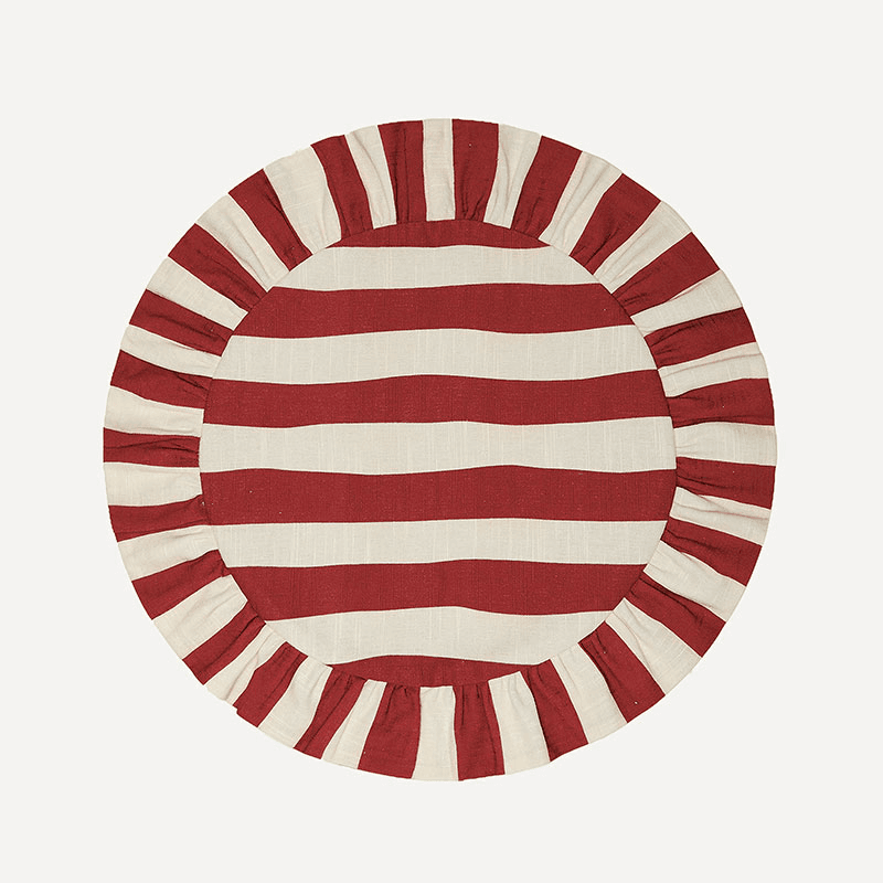 Wobbly Stripe Reversible Placemat, D39cm, Red & Blue