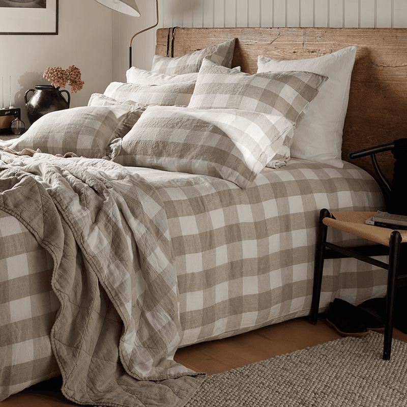Gracie Gingham Duvet Cover, Double, Natural
