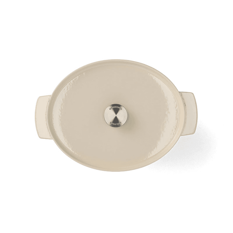 Cast Iron Oval Non-stick Casserole Dish with Lid, 30cm, Almond Cream