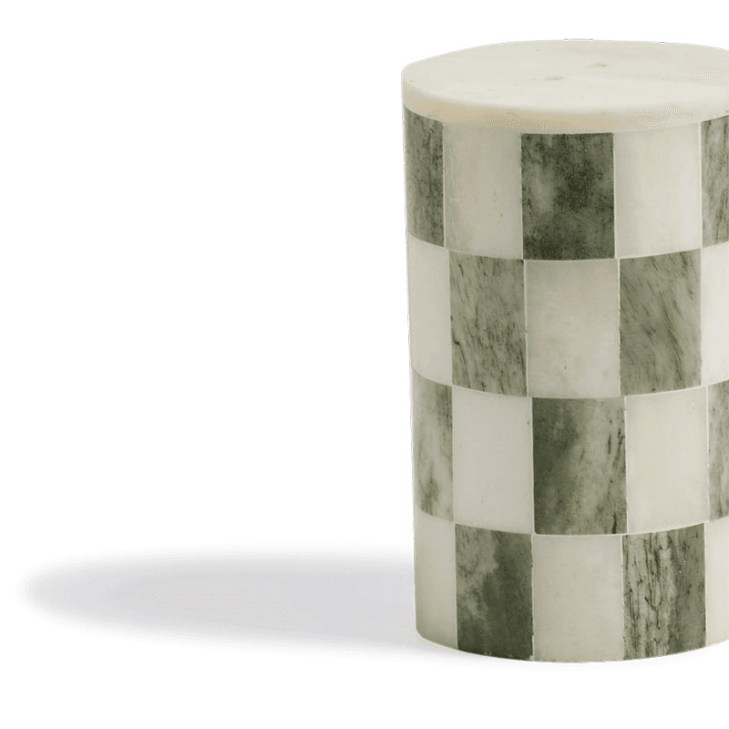 Vaserley Pair of Salt and Pepper Shakers, Chequered Green & Bone
