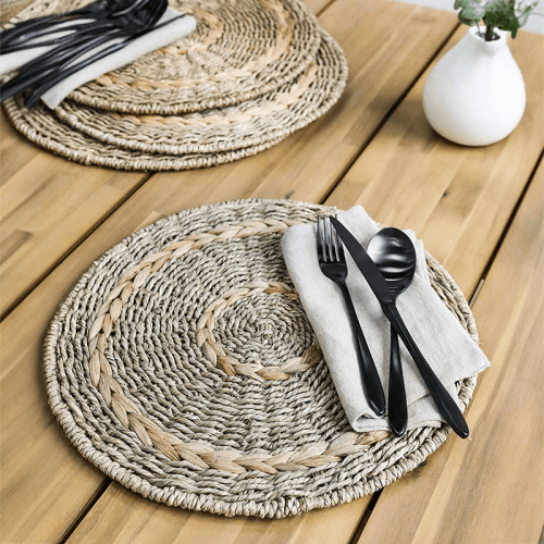 Image showing the Bayford Set of 4 Woven Placemats, D35cm, Natural product.