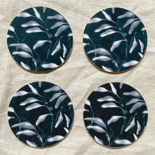 Image showing the Amongst Set of 4 Coasters, D10cm, Black Navy product.