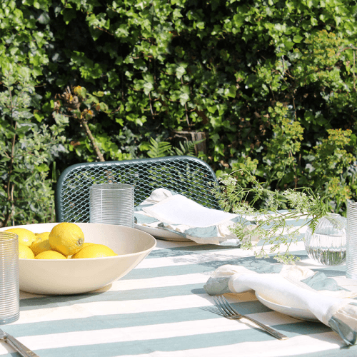 Image showing the Wide Stripe Set of 2 Napkins, 33 x 33cm, Sea Green product.
