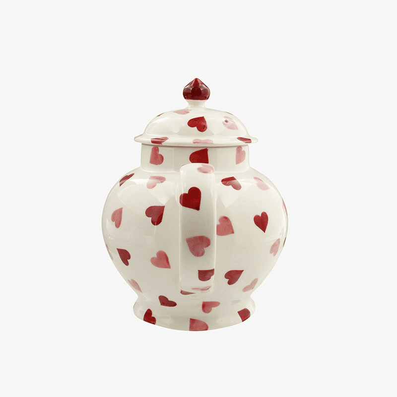 Pink Hearts Teapot, 1.6l, Cream