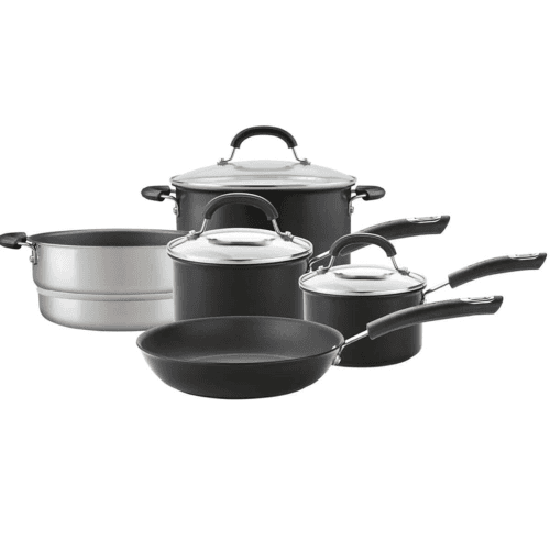 Image showing the Total Hard Anodised Non Stick Set of 5 Pans, Black product.