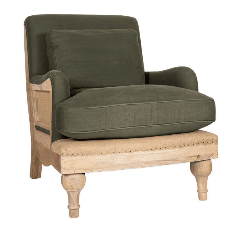Abe Linen Armchair, Olive