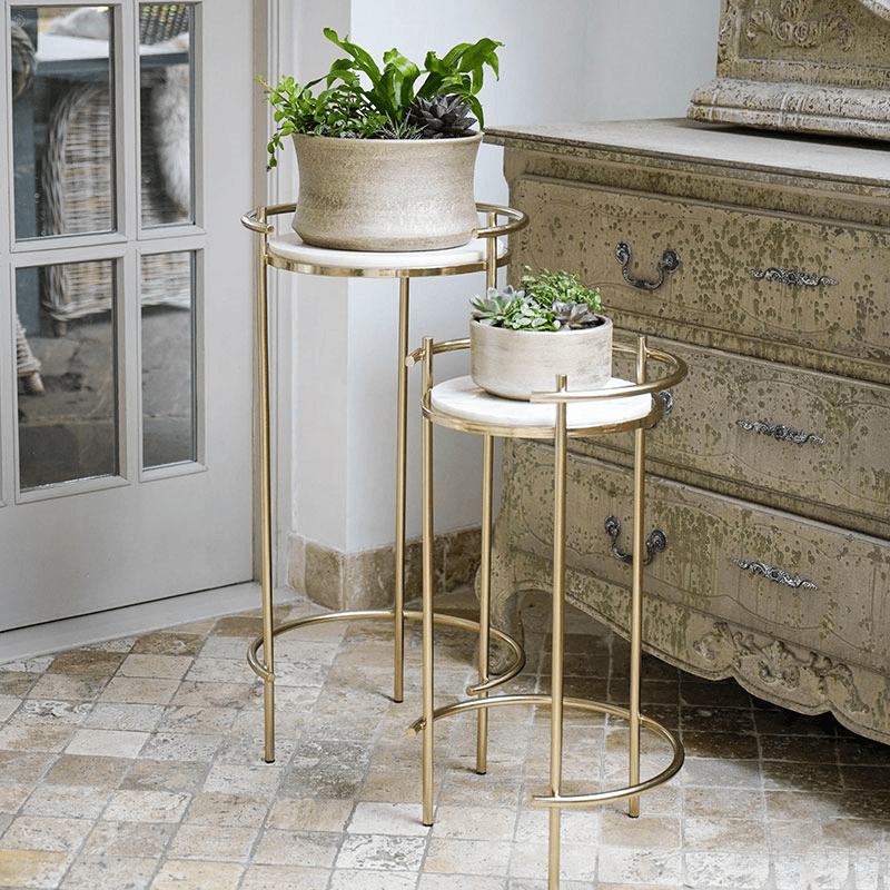 Opulence Set of 2 Nested Side Tables, H72cm, Gold