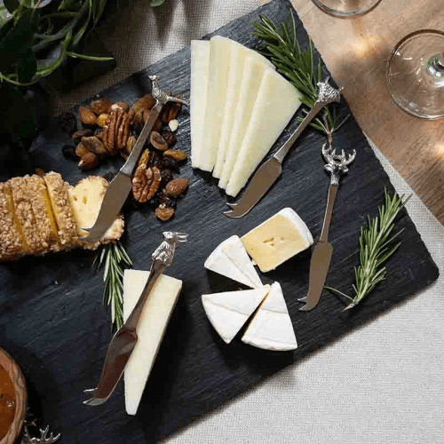 Image showing the Country Animals Set of 4 Mini Cheese Knives, Silver product.