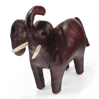 Image showing the Hand Crafted Leather Elephant, Trunk Up, Medium product.