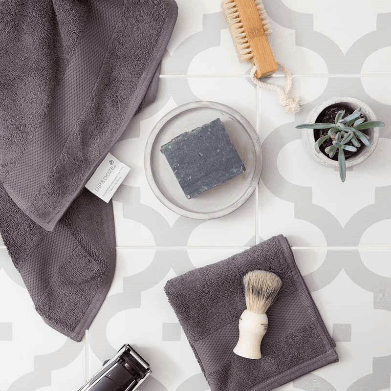Organic 600gsm Set of 2 Face Towels, Slate