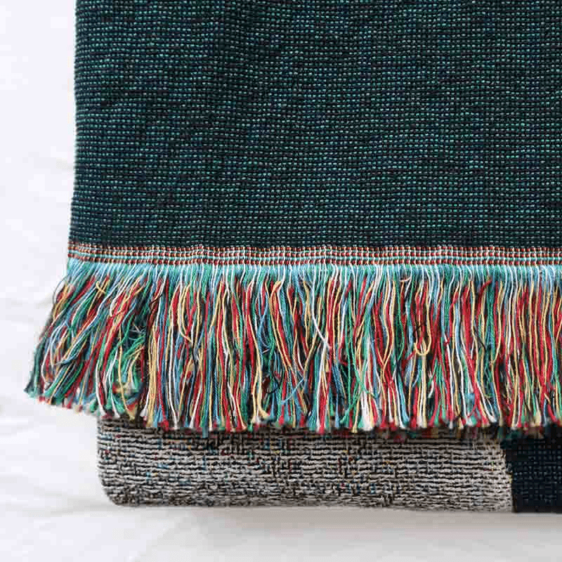 Herons Woven Recycled Cotton Throw, 137 x 183cm, Teal