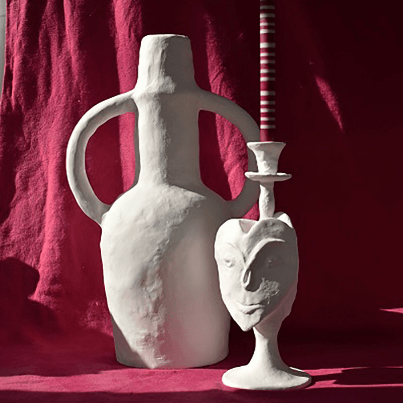 Beau Candlestick, H35cm, White