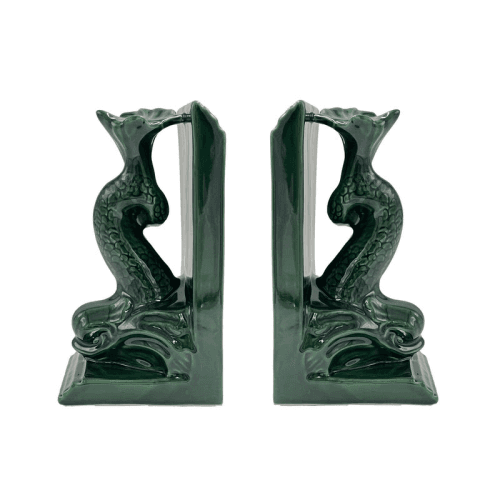Image showing the Dolphin Set of 2 Bookends, H25 x W12cm, Emerald Green product.