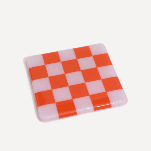 Image showing the David Perry Oceanside Set of 4 Coasters, 10cm x 10cm, Pink & Orange product.