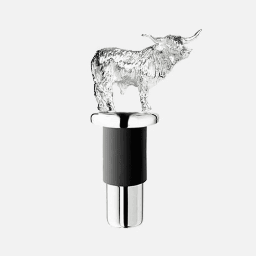 Image showing the Highland Cow Silver Plated Bottle Stopper, 8.5 x 4.5cm, Silver product.