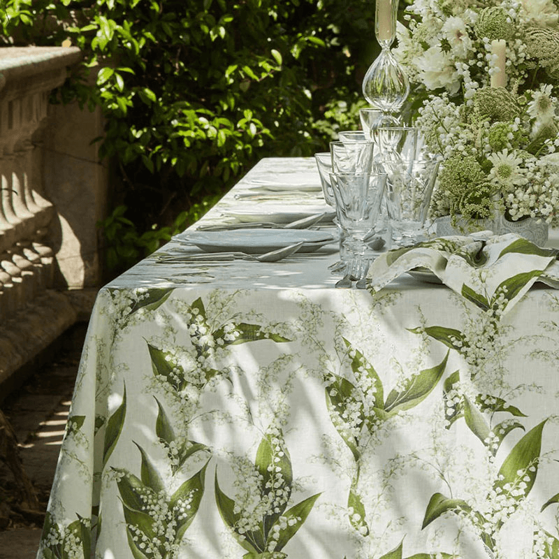 Lilly of the Valley Muguet' Linen Tablecloth, 165 x 300cm, White