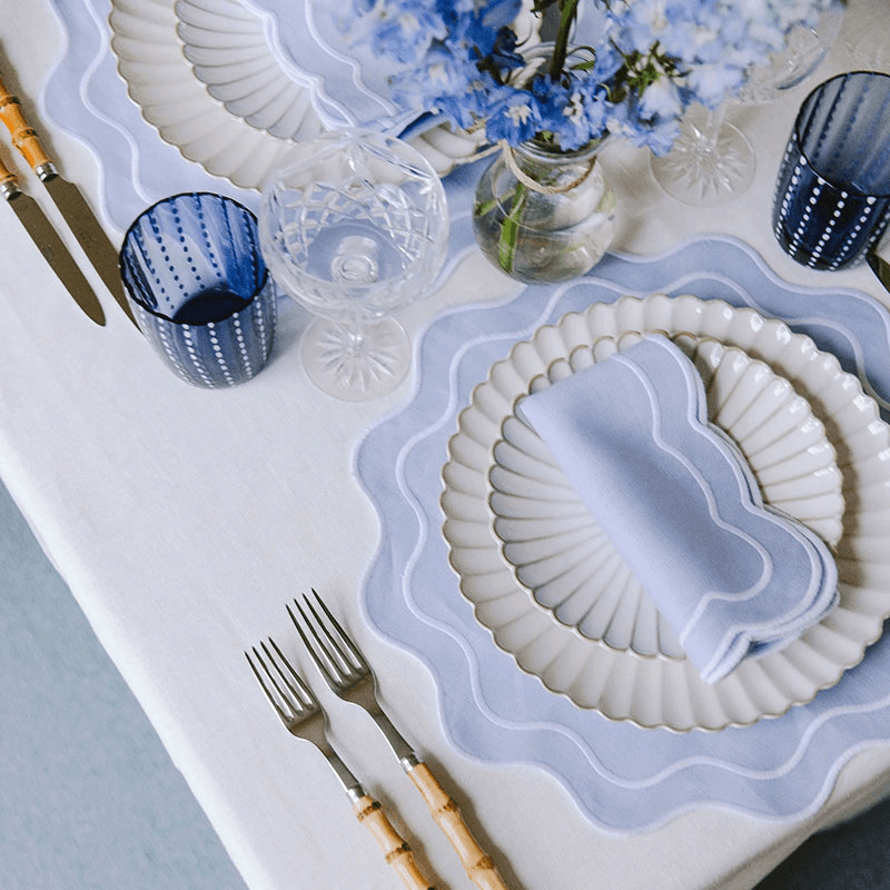 Bella Set of 4 Placemats, D40cm, Blue &  White