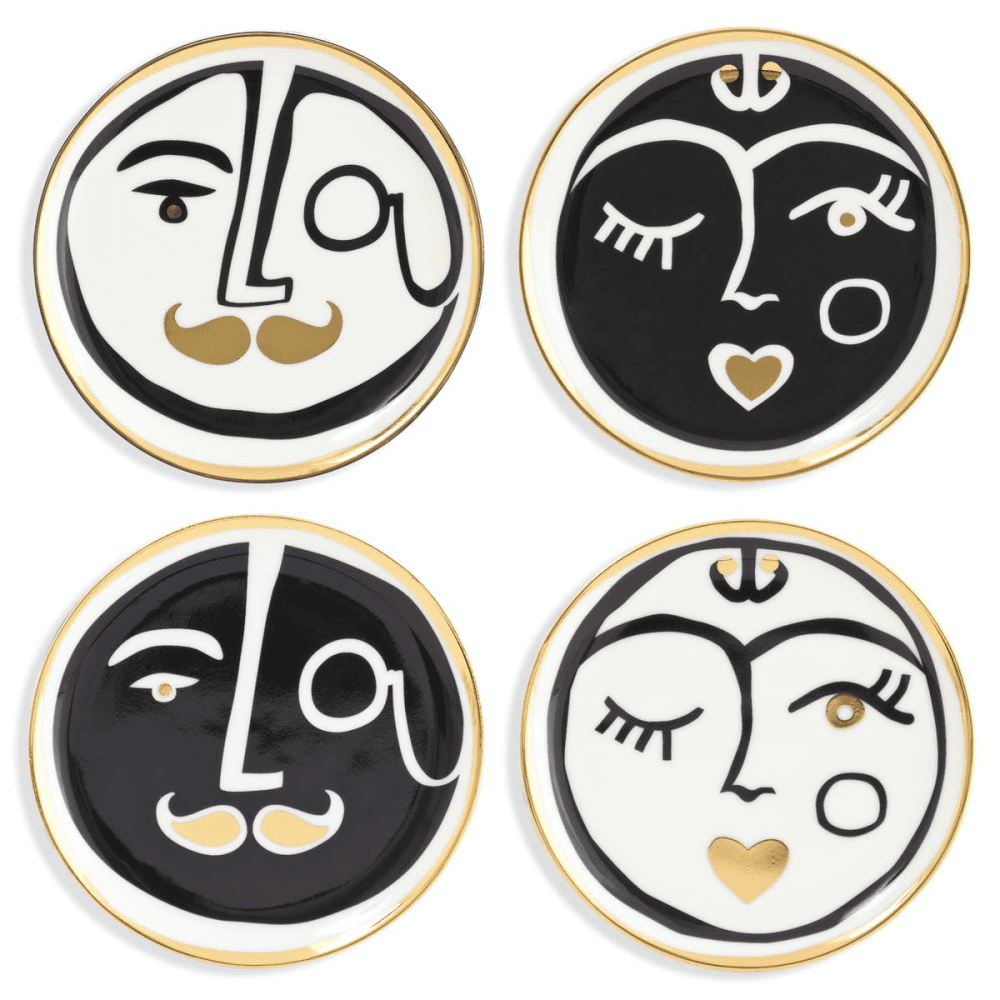 Marsailles Set of 4 Coasters, D10cm, Black & White