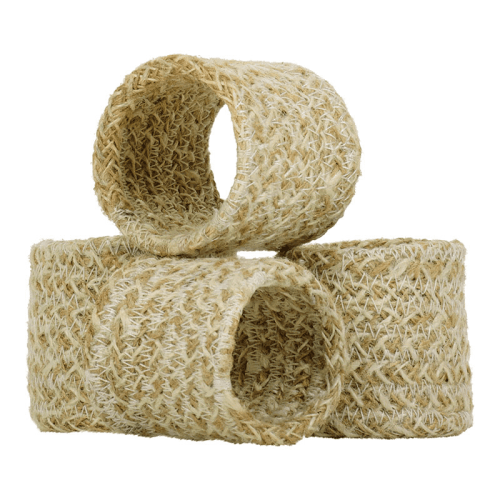 Image showing the Jute Set of 4 Napkin Rings, H5 x D5cm, Pearl White product.