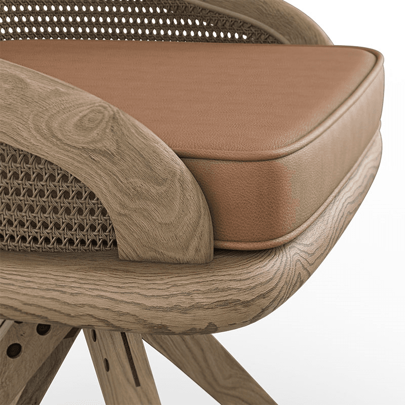 Carlos Cane Swivle Chair, Natural