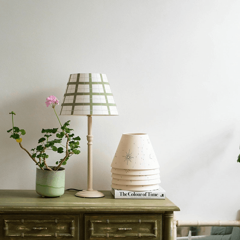 Hum London Gingham Lampshade, 35cm, Mossy Green
