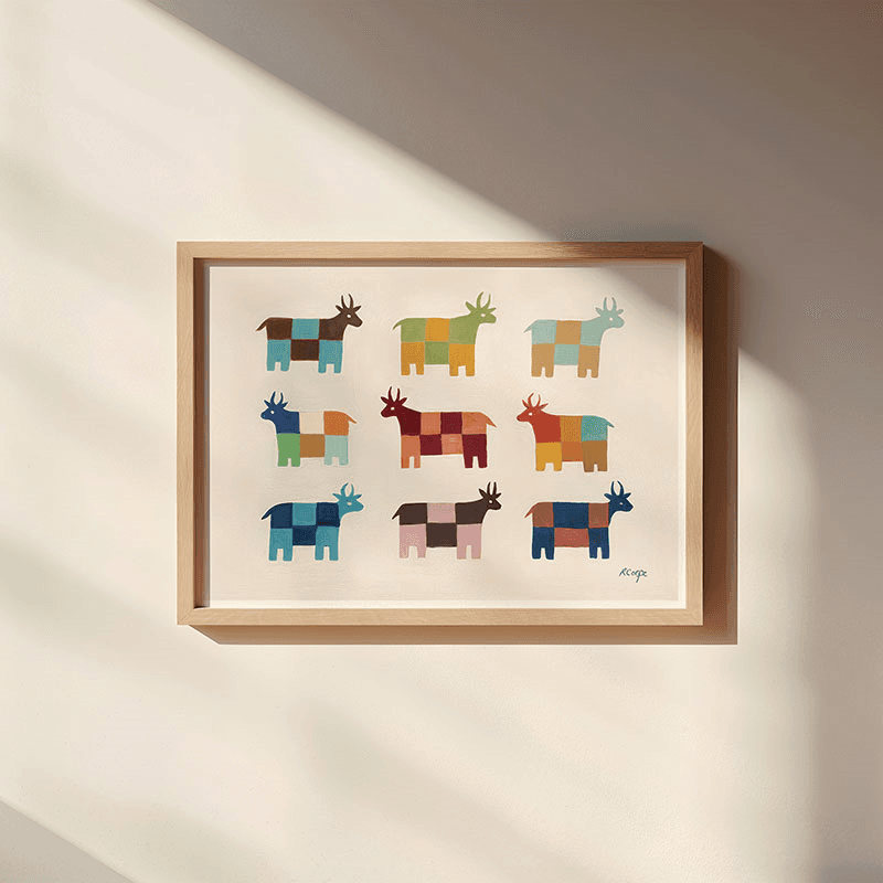 Patchwork Cows Print, A3, Multi