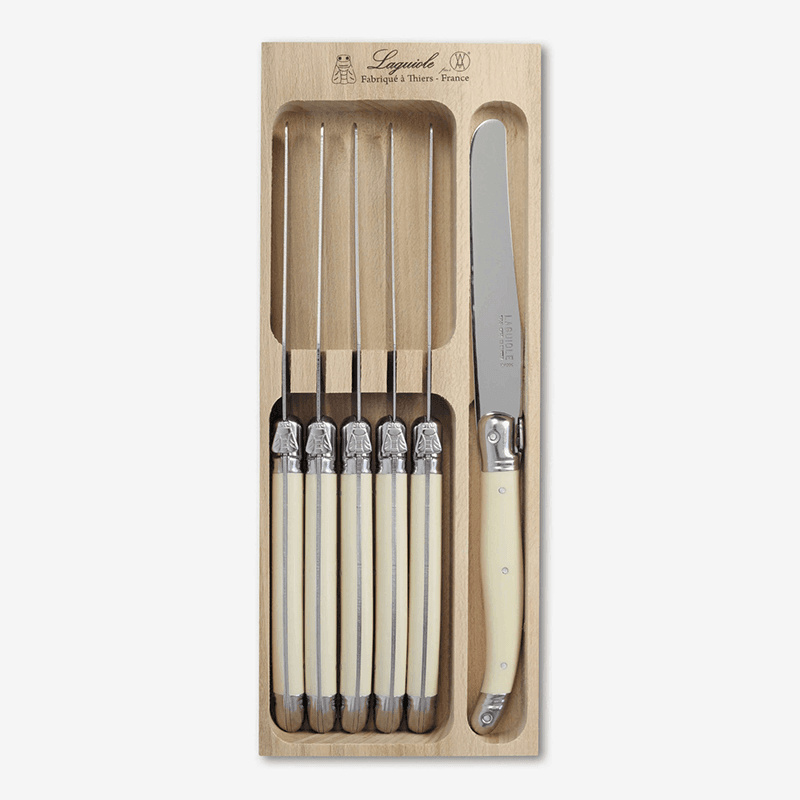 Set of 6 Knives in Tray, Ivory