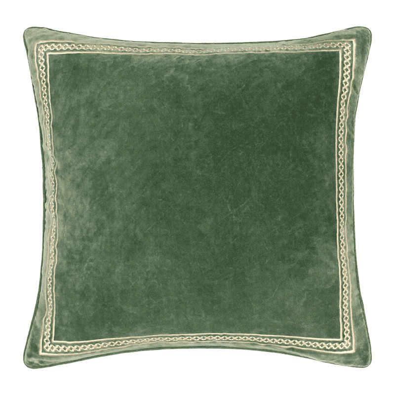 Shisho Velvet Cushion, 55 x 55cm, Forest Green