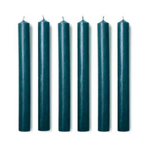 Image showing the Juniper Set of 6 Dinner Candles, H20cm, Dark Green product.