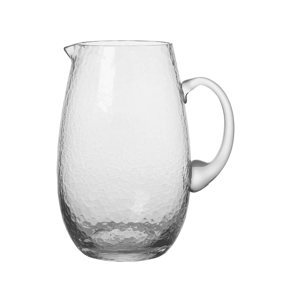 Hammered Hammered Mouth Blown Jug, H22cm, Clear
