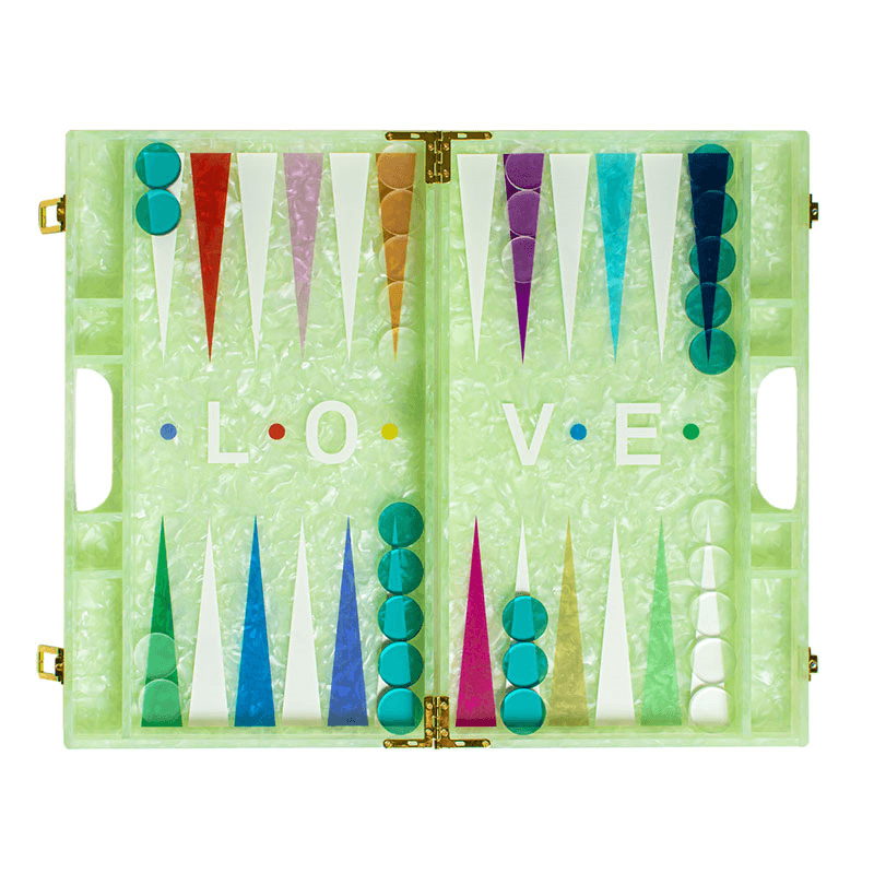 Love Backgammon Board, L45 x W38cm, Green