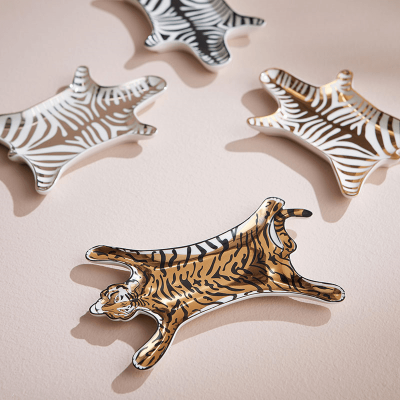 Tiger Stacking Tray, 18 x 12cm, Gold