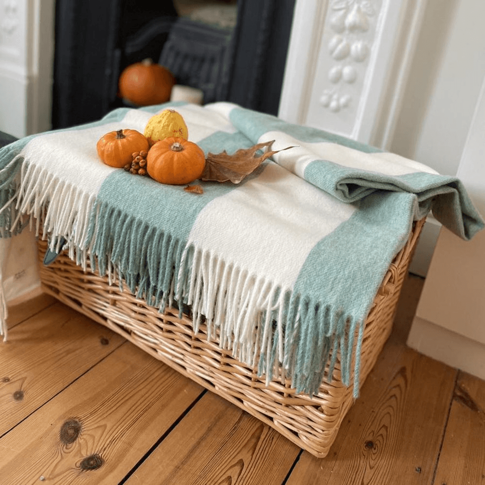 The Millay Merino Lambswool Throw, 140 x 185cm, Green