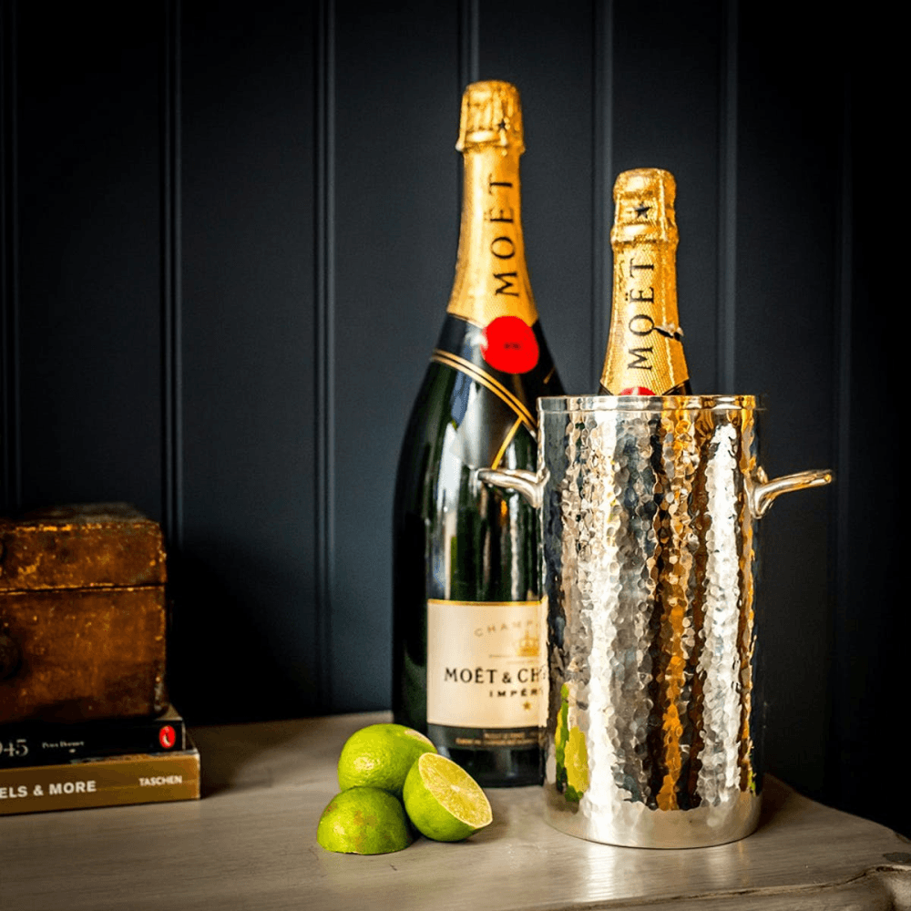 Palace Bottle holder tall, H21.1 x D11cm, Silver Plate, Stainless Steel And Brass