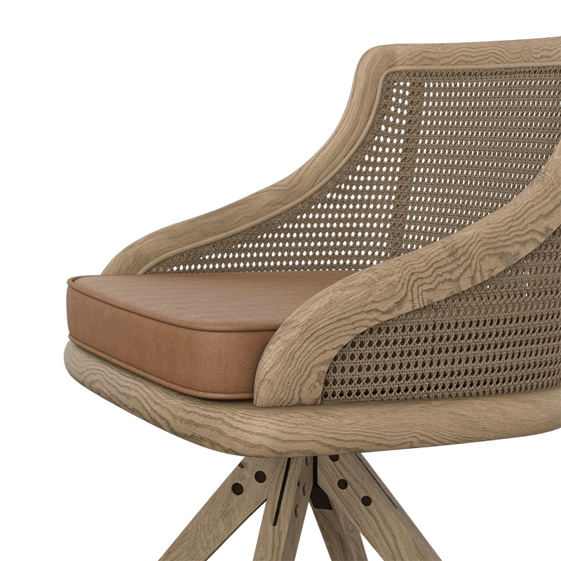 Carlos Cane Swivle Chair, Natural