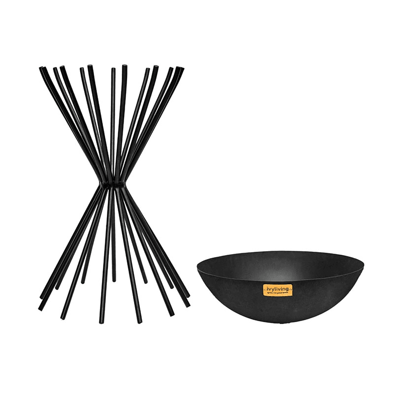 Dakota Tall Metal  Fire Pit, H65cm, Black