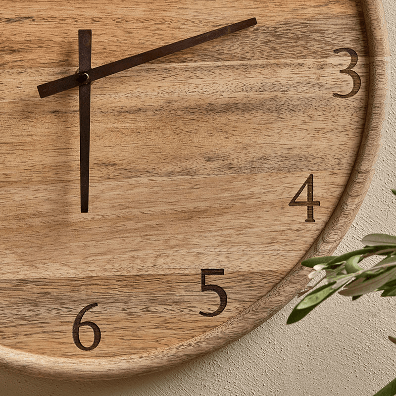 Som Mango Wood Clock, D40cm, Natural