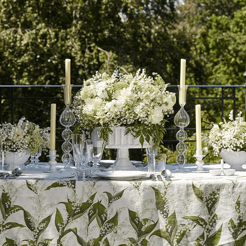 Lilly of the Valley Muguet' Linen Tablecloth, 165 x 300cm, White
