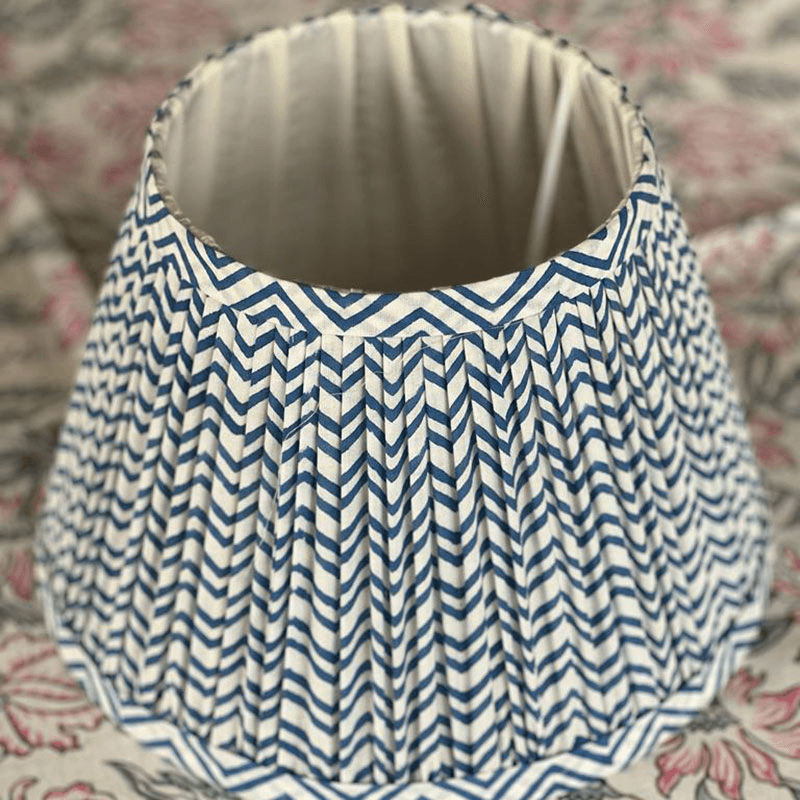 Zig Zag Lampshade, 10", Navy