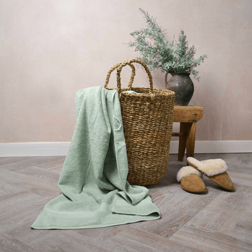 Image showing the Organic 600gsm The Bath Sheet, 70 x 140cm, Sage Green product.