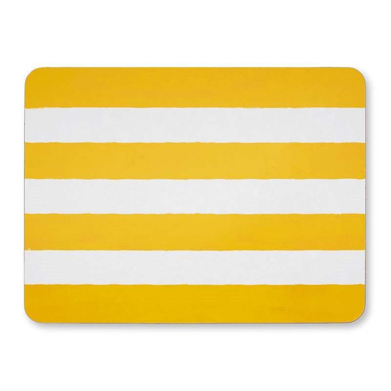 Stripe Rectangle Placemat, 38 x 29 cm, Lemon Yellow