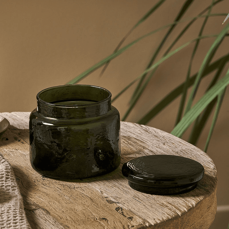 Ilcoso Recycled Hammered Glass Storage Pot, 10 x 10 x 10cm, Green
