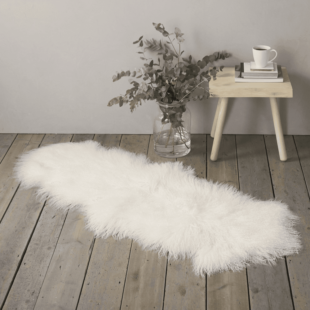 Tibetan Sheepskin rug, W55 x L150cm, Ivory