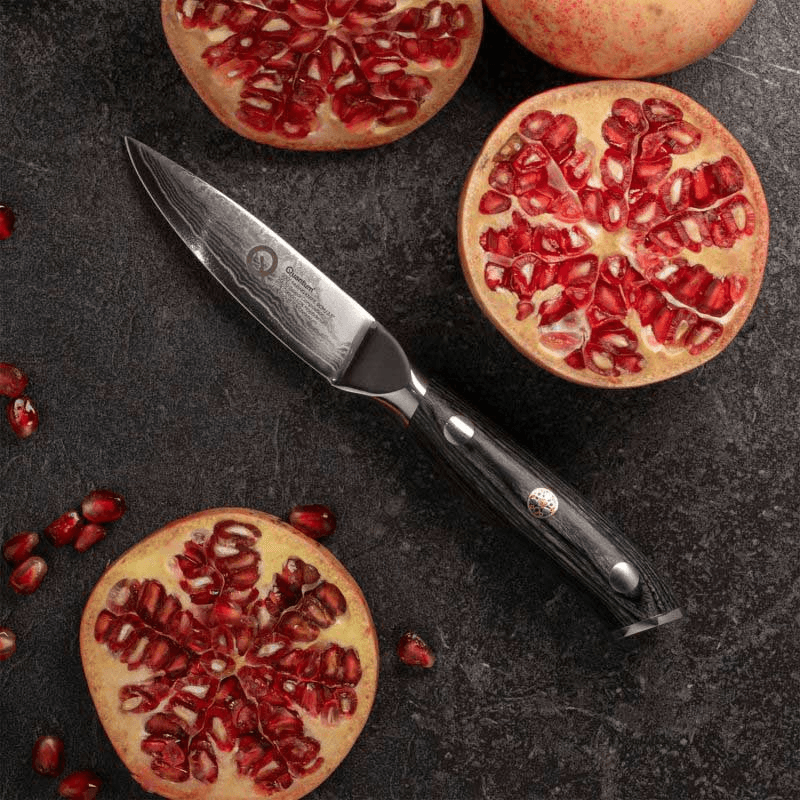 Q30 Series Damascus Steel Paring Knife, 9cm, Black