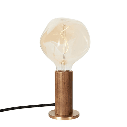 Image showing the Knuckle Pendant Table lamp with voronoi bulb, H30 x D13cm, Walnut & Brass product.