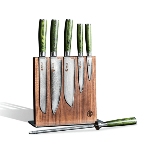 Image showing the Japanese Damascus 6 Piece Knife Set & Block, Steel product.